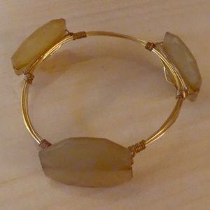 Wire Bangle Bracelet/Handmade/Stone/Green